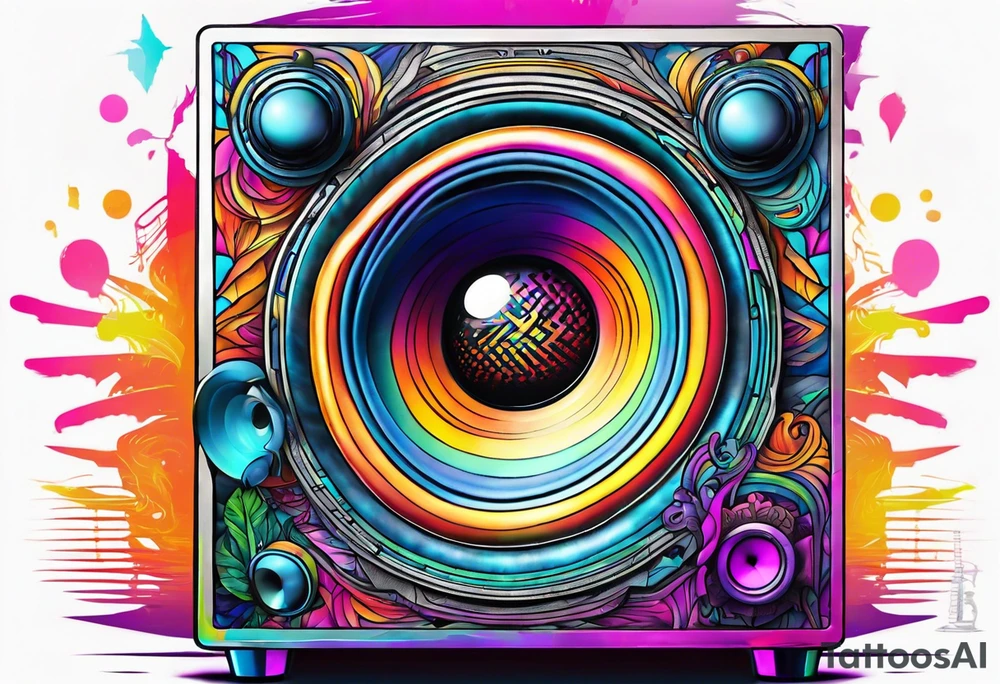 Trippy subwoofer tattoo idea