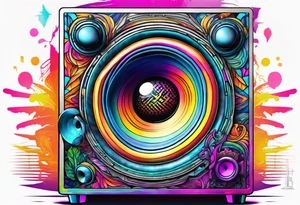 Trippy subwoofer tattoo idea
