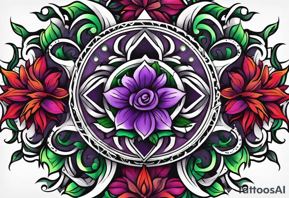 purple green red crosses tattoo idea