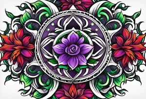 purple green red crosses tattoo idea