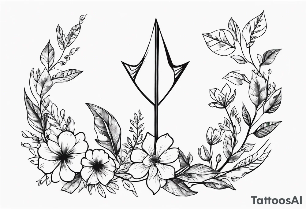 Nature-Inspired Arrow: Twisted with leaves and flowers. tattoo idea