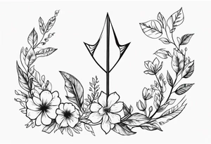 Nature-Inspired Arrow: Twisted with leaves and flowers. tattoo idea