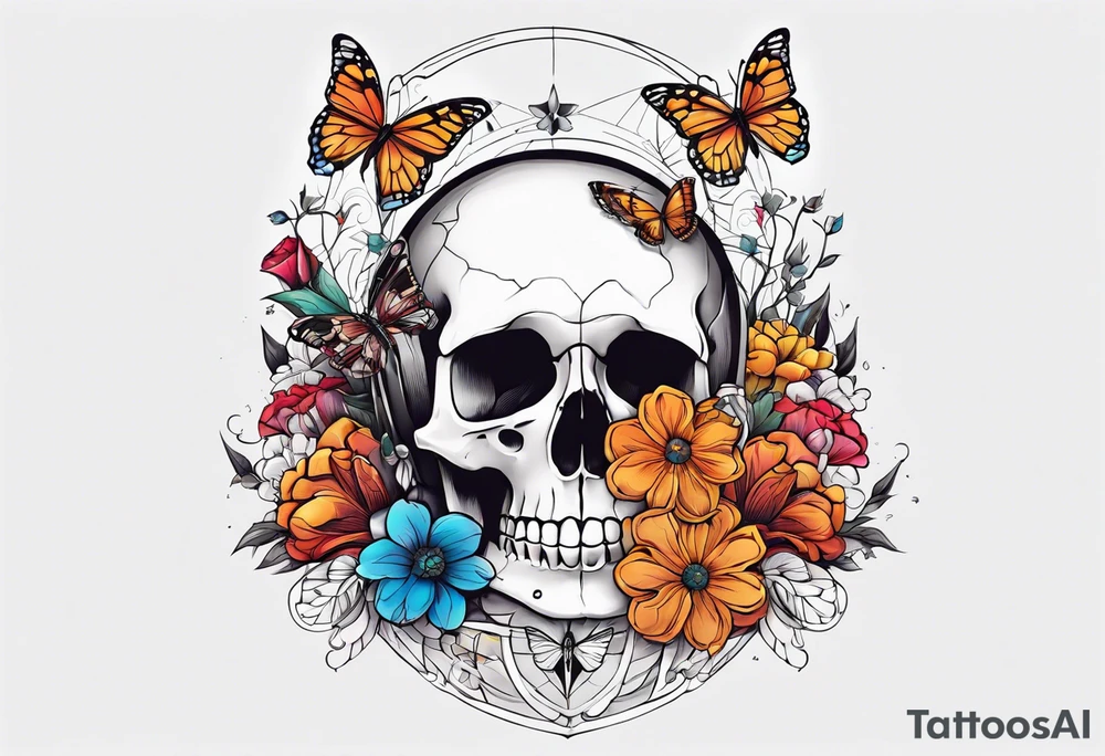 skeleton bones come alive flowers and butterflies
simple design tattoo idea