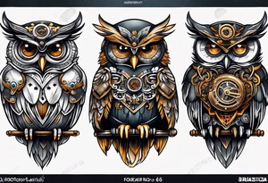 Owl in a steampunk style tattoo idea