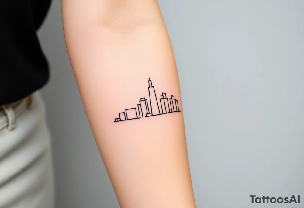 abstract, line drawing of the downtown phoenix arizona skyline tattoo idea