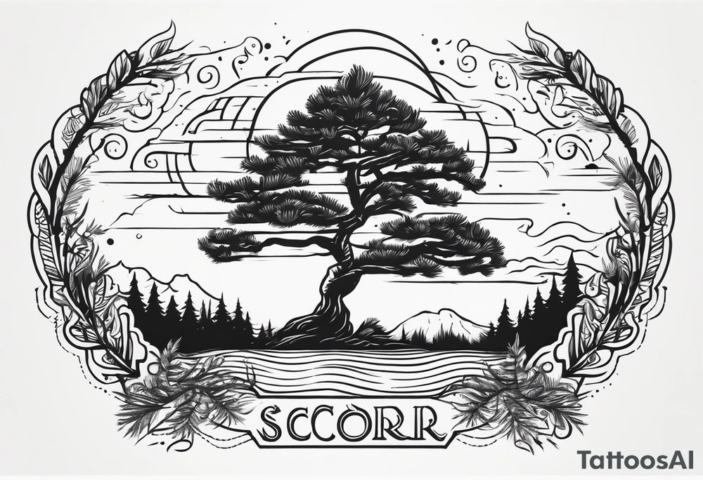 Scorpio and cypress tree tattoo idea