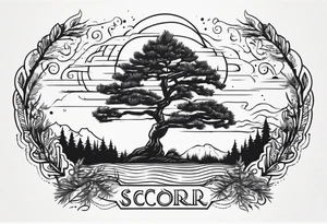 Scorpio and cypress tree tattoo idea