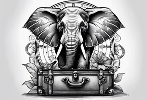 Compass held in an elephant's trunk tattoo idea