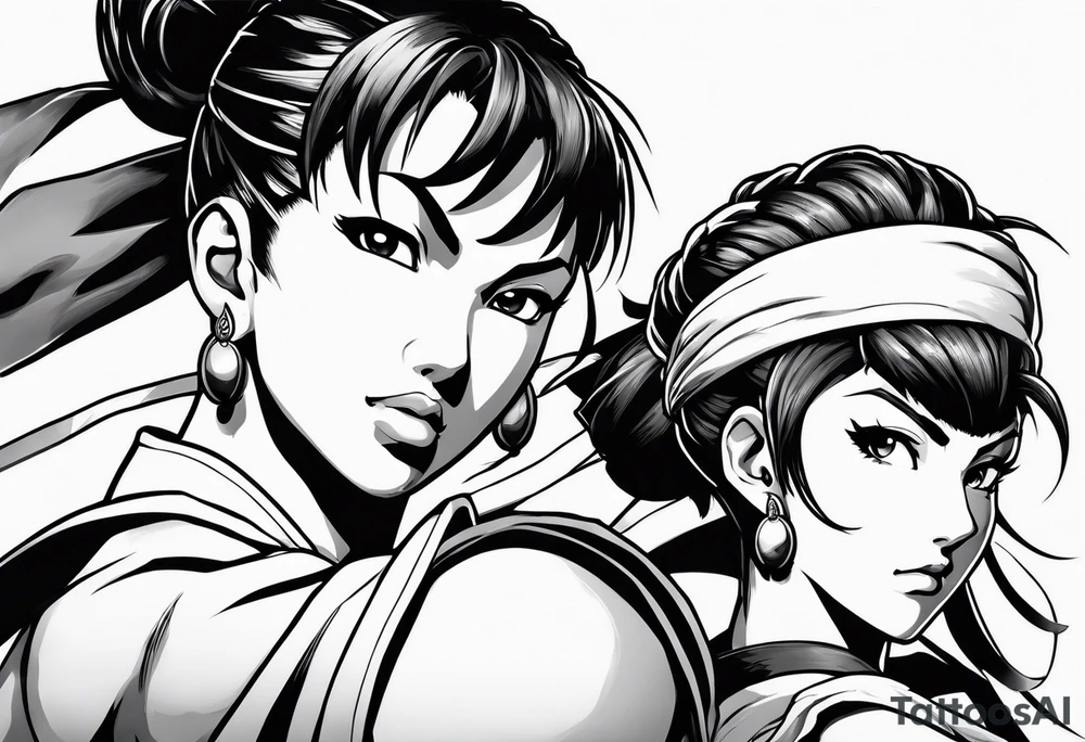 street fighter 3 makoto, chun li fighting tattoo idea