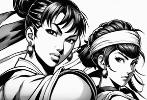 street fighter 3 makoto, chun li fighting tattoo idea