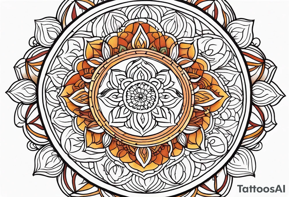 male mandala Knee tattoo in fall colors tattoo idea