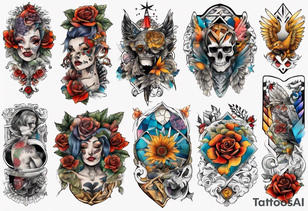 patchwork tattoo for full arms tattoo idea