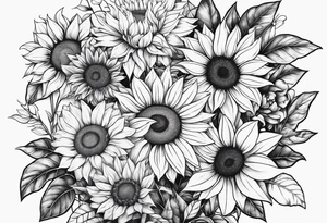 family with sunflowers tattoo idea