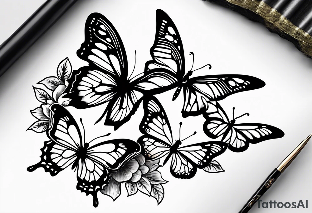 Traditional butterflies tattoo idea