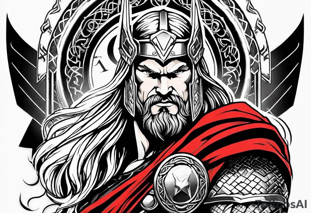 Thor with an Atheist "A" in the background tattoo idea