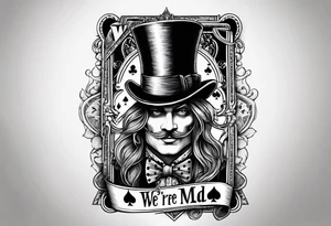 King of spades that says “we’re all mad here” with top hat tattoo idea