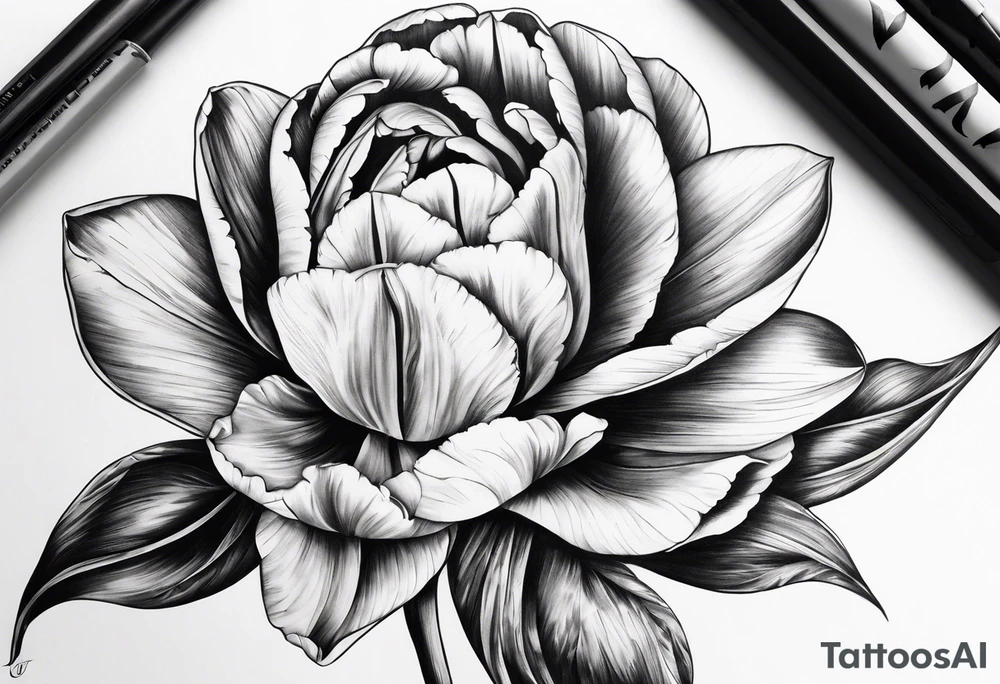 Tulip flower with music note tattoo idea