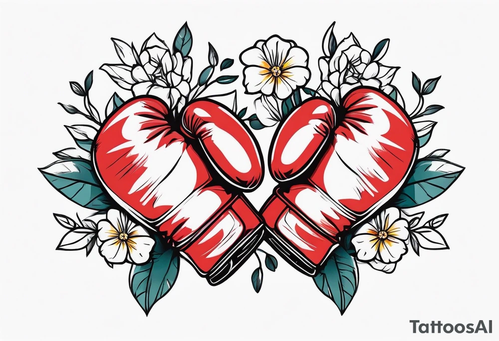 boxing gloves and flowers tattoo idea