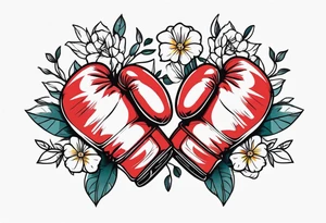 boxing gloves and flowers tattoo idea