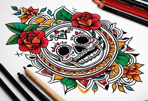 Mexican culture in a sleeve format tattoo idea