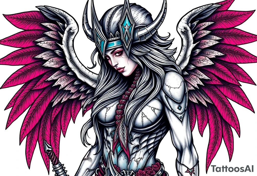 Viking goddess warrior full body sexy tattoo idea