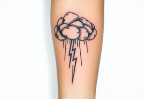 Dark storm cloud with rain falling & lightning bolts striking down from it tattoo idea
