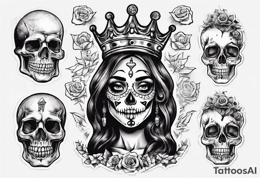 santa la muerta with money and crown
on the card tattoo idea