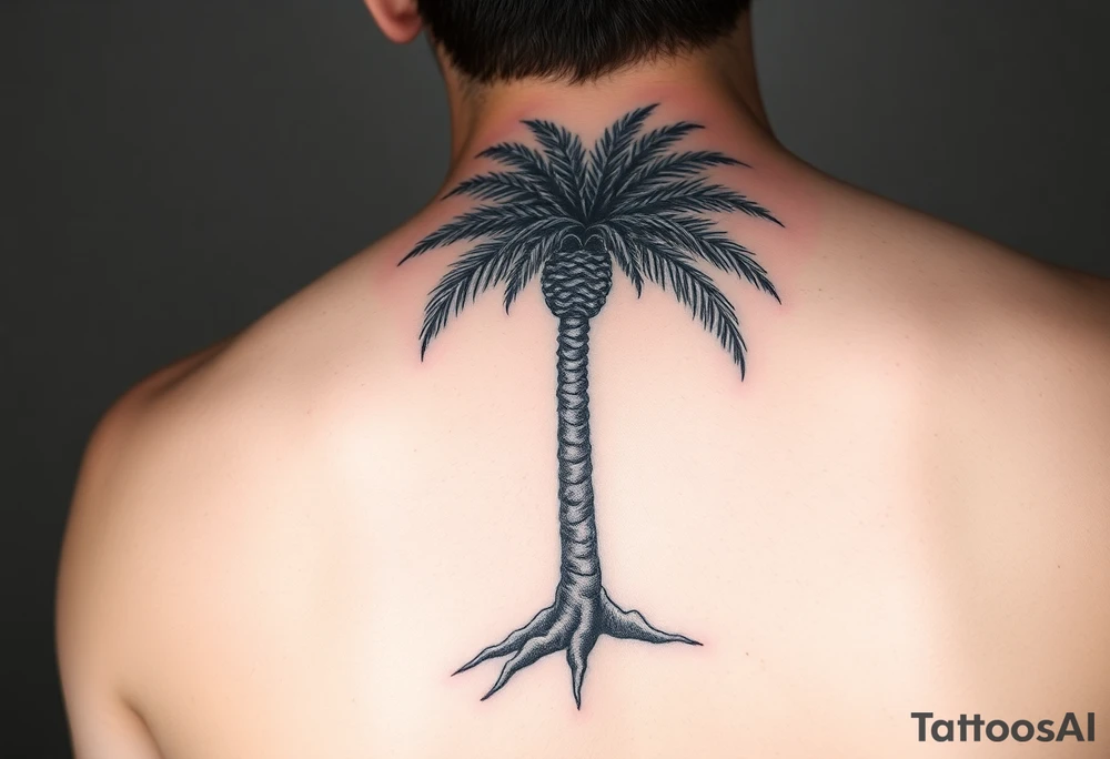 palm tree, where the palms and tree trunk are a timeline tattoo idea