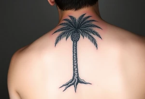 palm tree, where the palms and tree trunk are a timeline tattoo idea