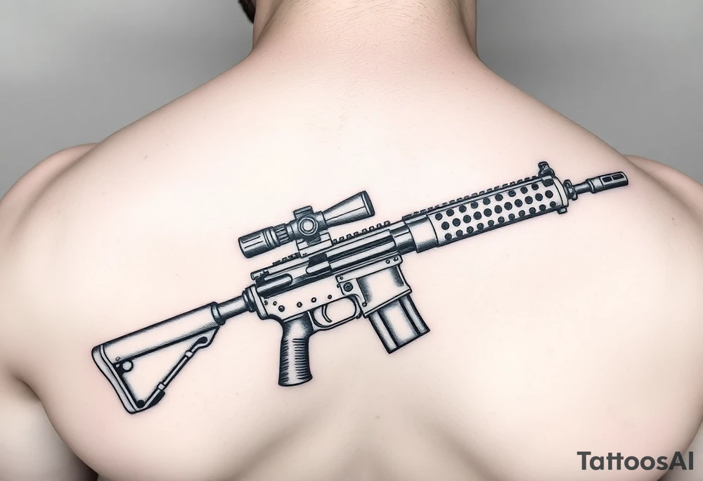 Rifle woth ochoa inside of it tattoo idea