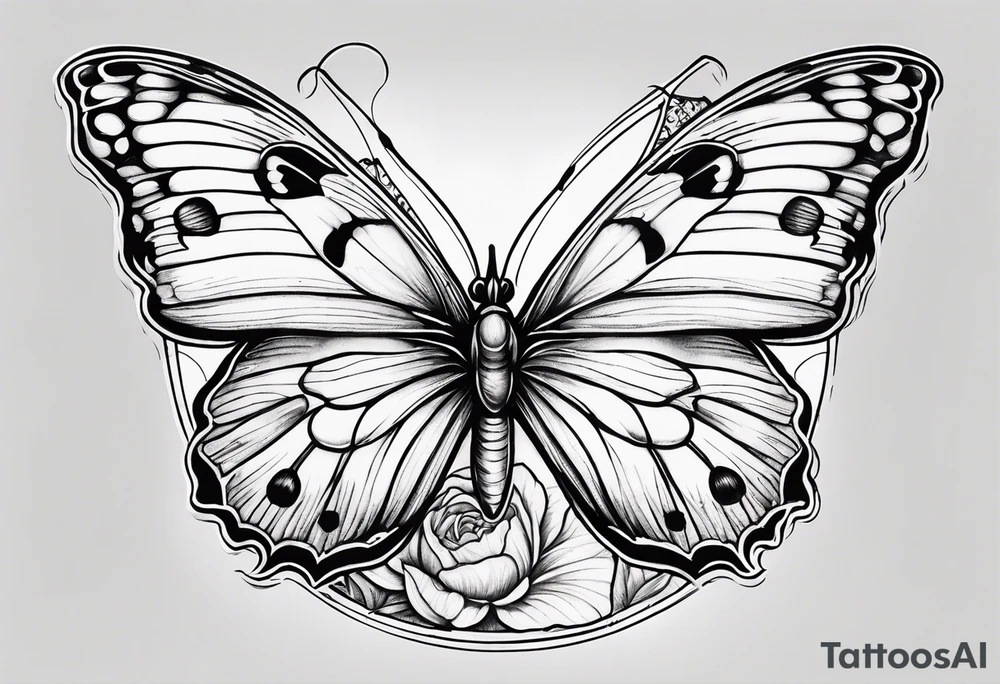 carnation butterfly moon behind tattoo idea