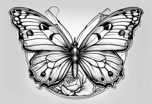 carnation butterfly moon behind tattoo idea