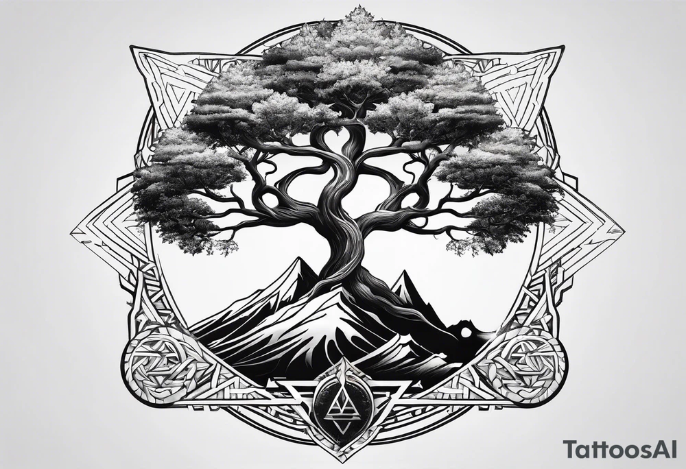 yggdrasil
3 line triangles behind tattoo idea
