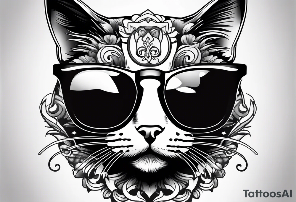 cat sunglasses tattoo idea