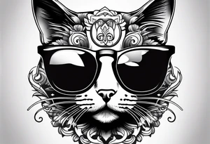 cat sunglasses tattoo idea