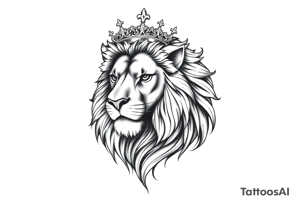 powerful majestic lion with a crown tattoo idea
