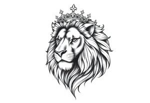 powerful majestic lion with a crown tattoo idea