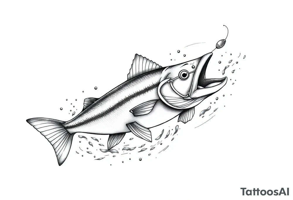 A muskelunge swimming in the water chasing a spinner bait tattoo idea
