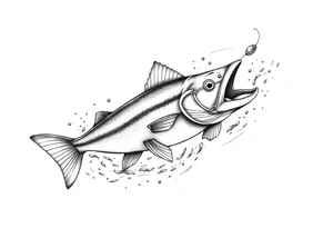 A muskelunge swimming in the water chasing a spinner bait tattoo idea