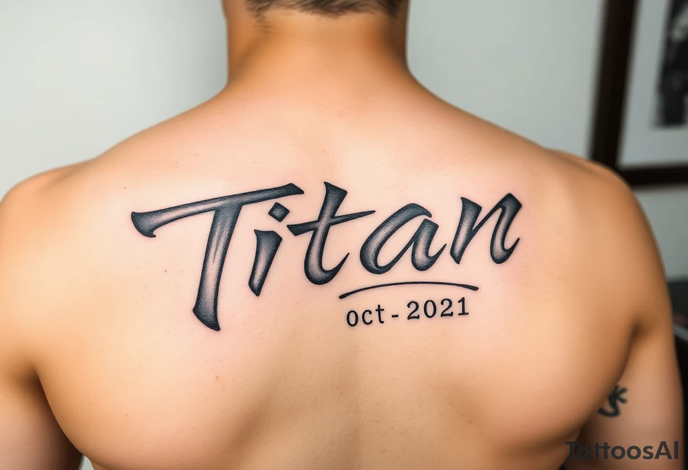 Japanese writing of my son name ‘Titan’ maybe with his birthday late October 7 2021 tattoo idea