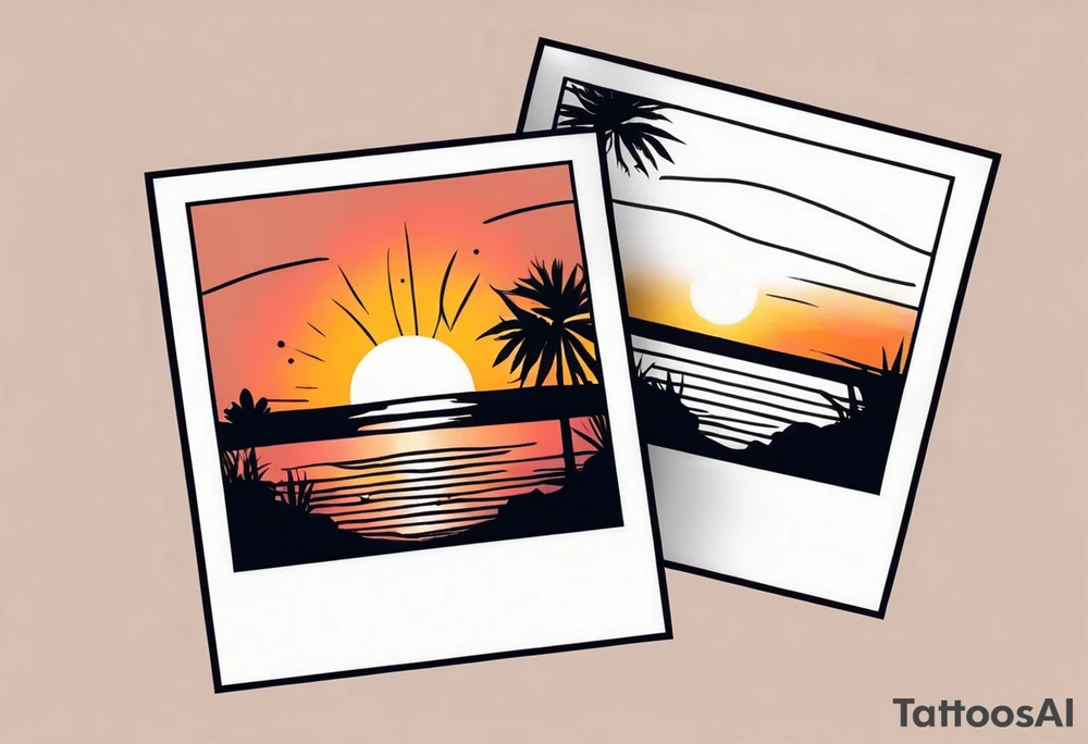 A polaroid with the image of a sunset tattoo idea