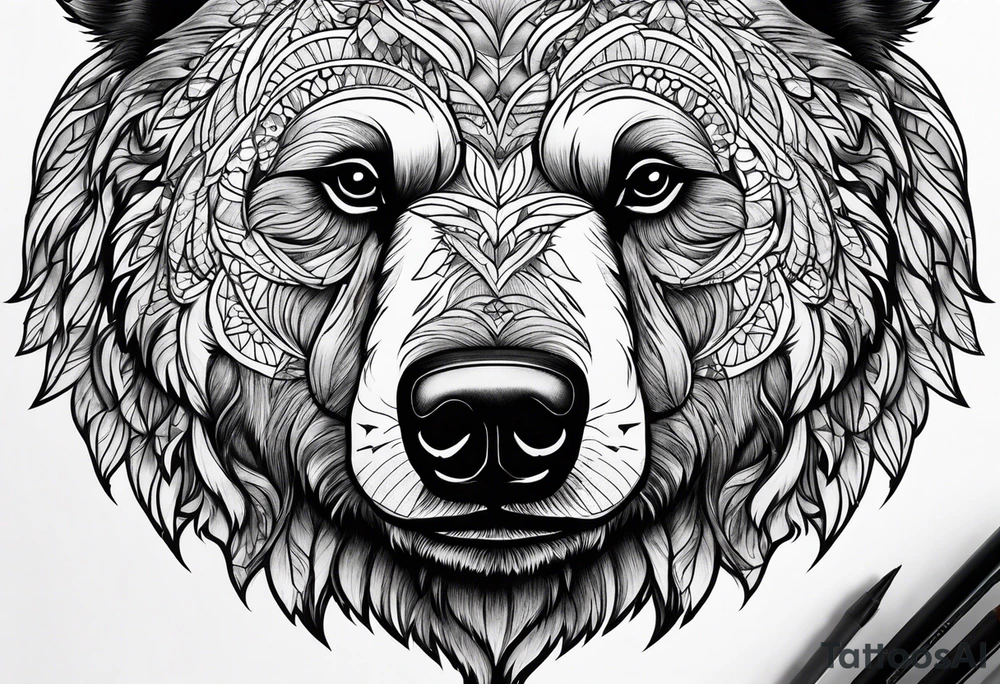 Bear face tattoo idea