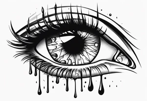 A realistic majestic human eye crying tears of blood tattoo idea