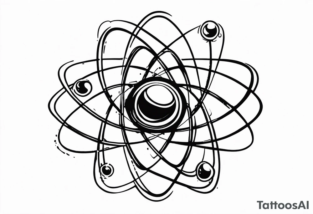 spiritual style atom with electron cloud tattoo idea