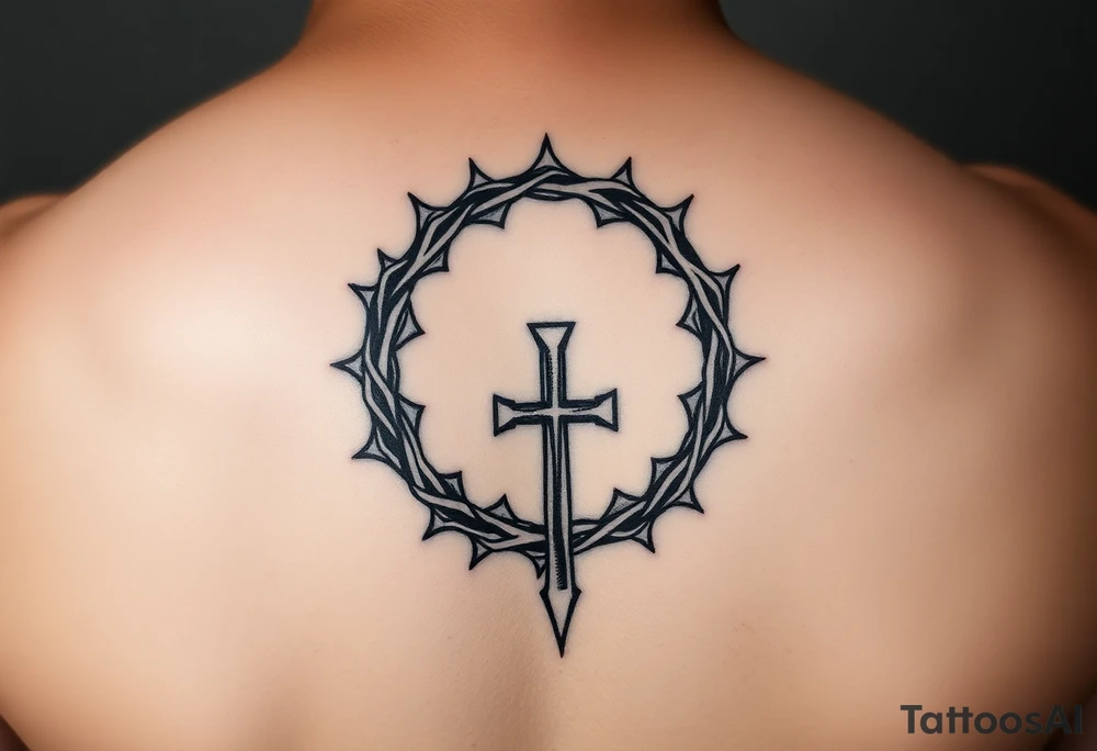 Crown of thorns going down in a spiral and god first with cross tattoo idea