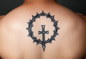 Crown of thorns going down in a spiral and god first with cross tattoo idea