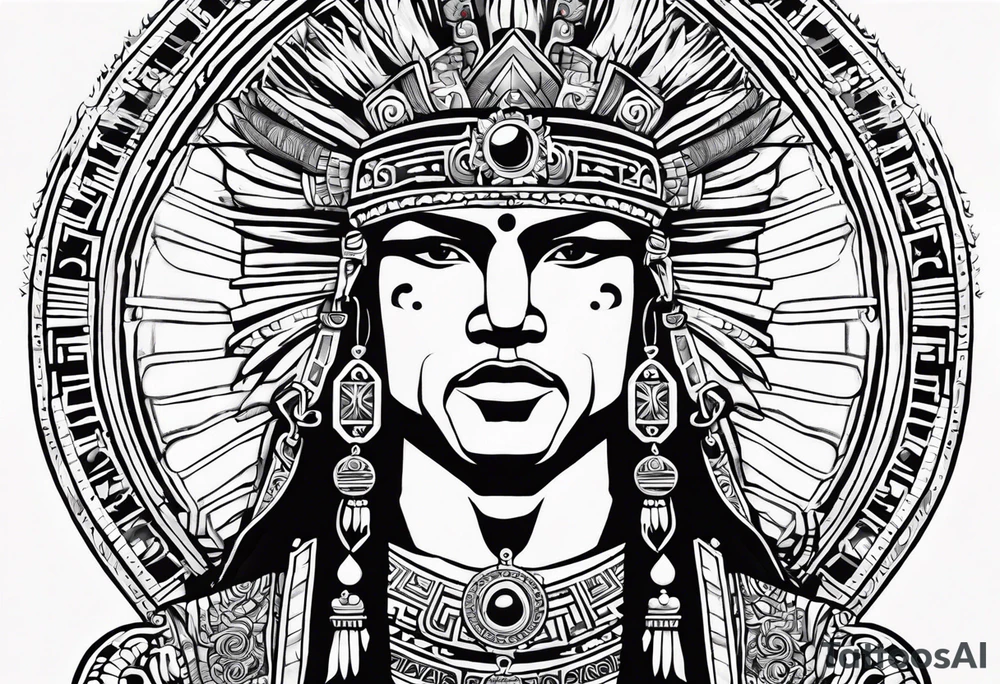 Inca sun pictured as a male figure tattoo idea
