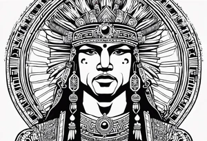 Inca sun pictured as a male figure tattoo idea