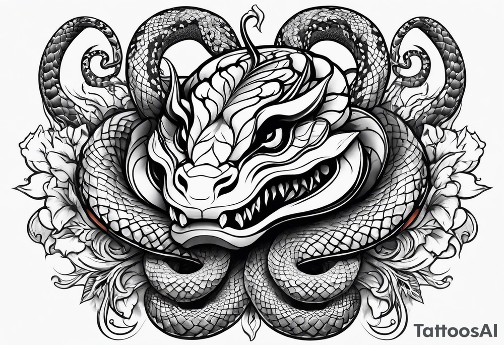 Snake with horned head tattoo idea