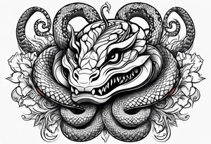 Snake with horned head tattoo idea